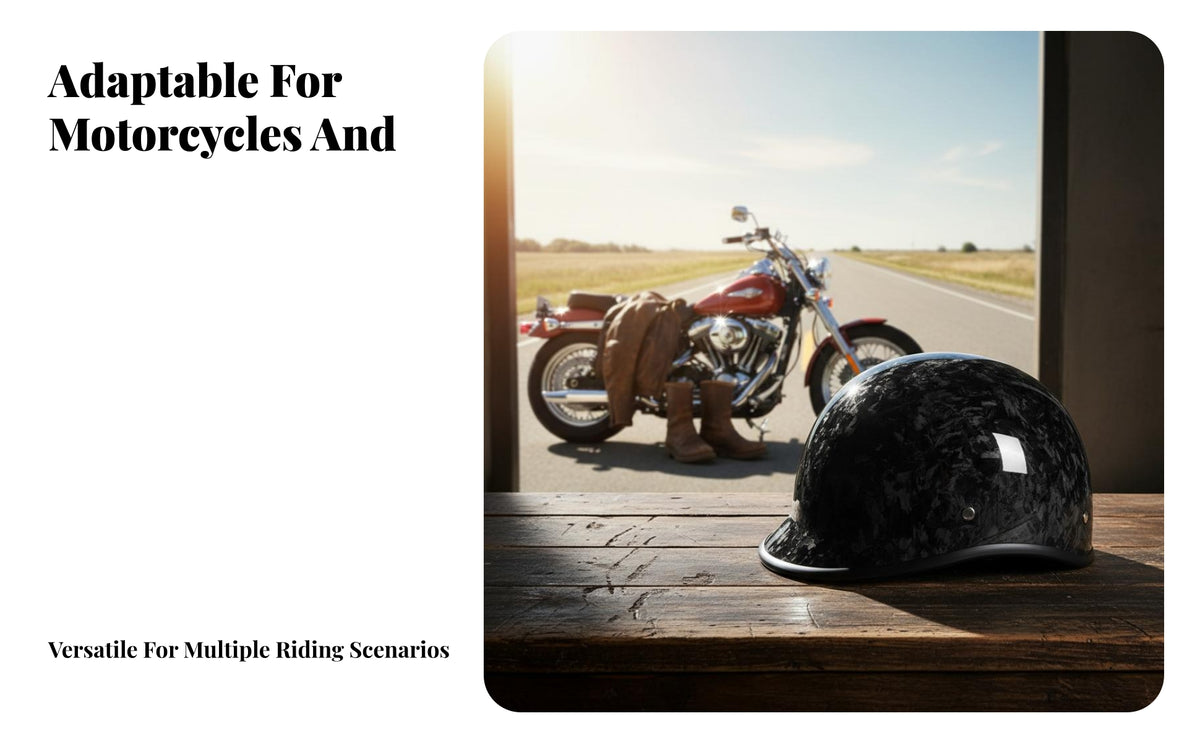 Carbon Fiber Half Helmet Breathable Retro Impact Resistant Riding Gear for Riders, Adults, Cruising, City Commuting, Long-Distance Riding