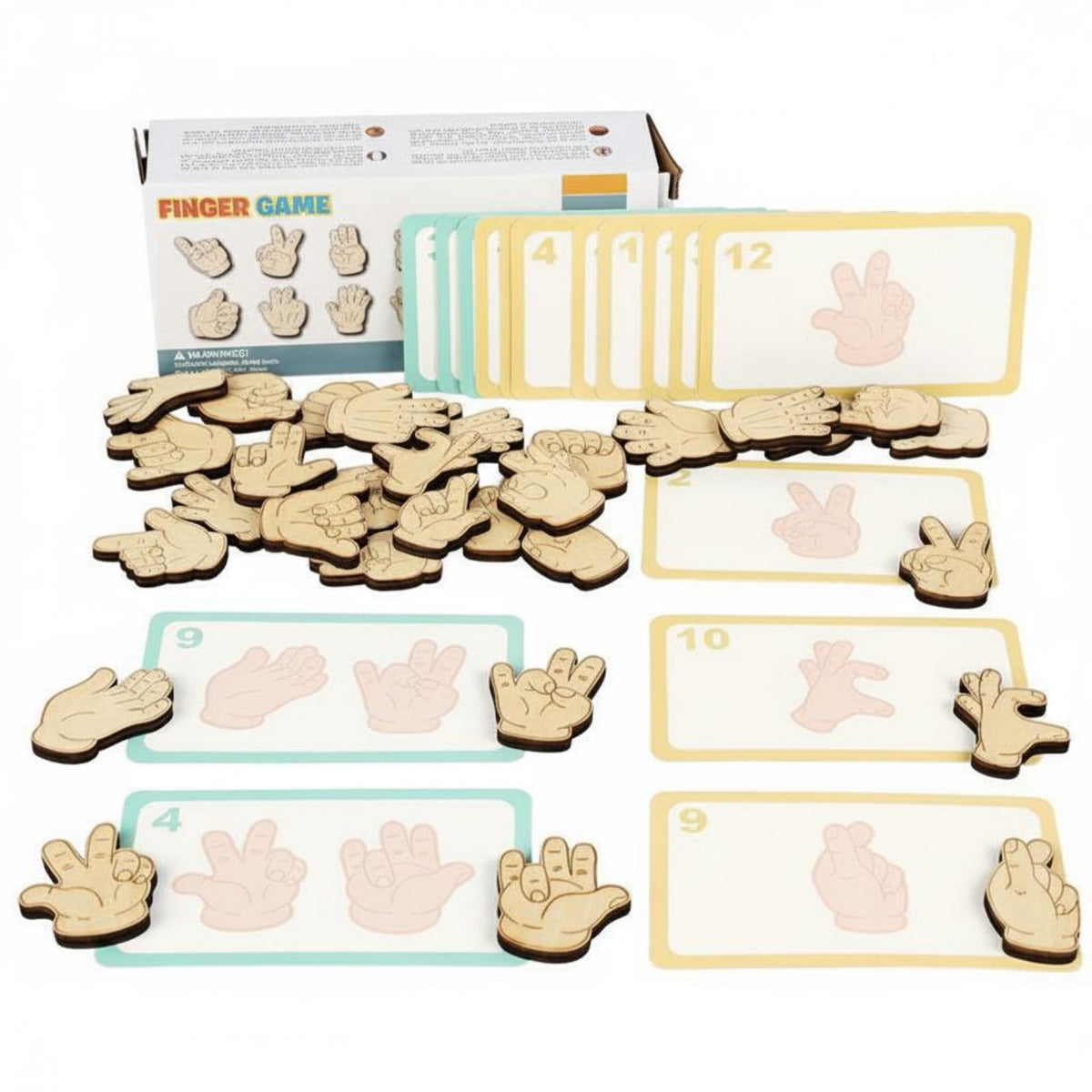 Hand Gesture Matching Game Smooth Edges Finger Training Toy Parent-Child Interaction Wooden Hand Sign Blocks for Preschool Classroom
