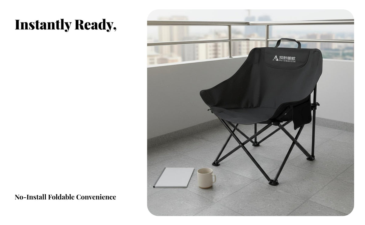 Quick Setup Moon Chair Long-Lasting Portable Sketching Chair High Load-Bearing Ergonomic Design for Students, Backpackers, Dormitory, Balcony, Backyard, Sporting Events