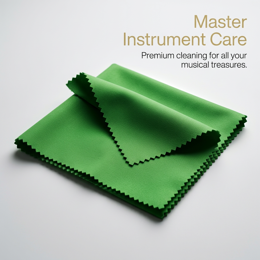 Microfiber Cleaning Cloth for Guitar Piano string instrument Saxophone Flute, Polishing for Musicians, Green 30x30cm