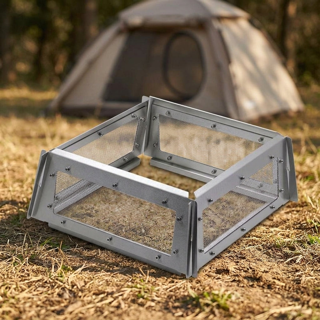 Campfire Stand Wind Shield Stainless Steel Foldable Portable