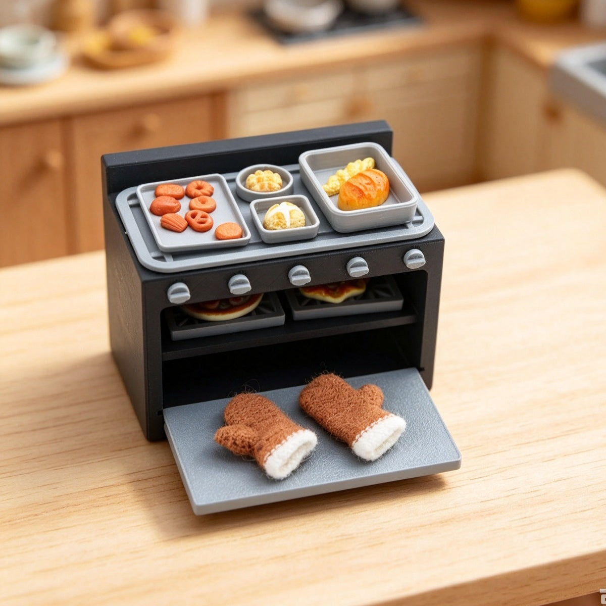 Dollhouse Miniature Simulated Openable Baking Oven BJD Scene Prop