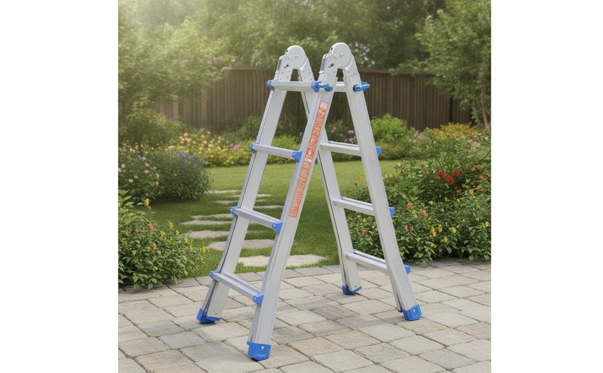 Foldable Telescoping Ladder with Tool Bag Multifunction Telescoping Ladder Aluminum Compact for Handymen, Painters, Apartment