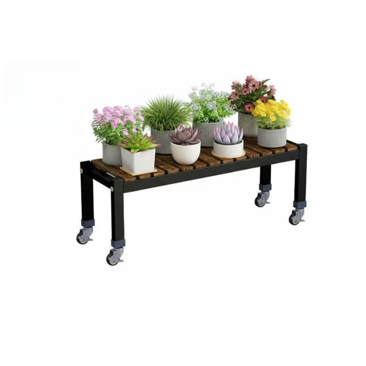 360° Rotating Casters Rolling Plant Cart Ventilated Storage Rolling Plant Bench Multi-Purpose Flower Rack Heavy-Duty for Gardeners, Homeowners, People with Limited Mobility, Balcony, Living Room, Outdoor, Indoors