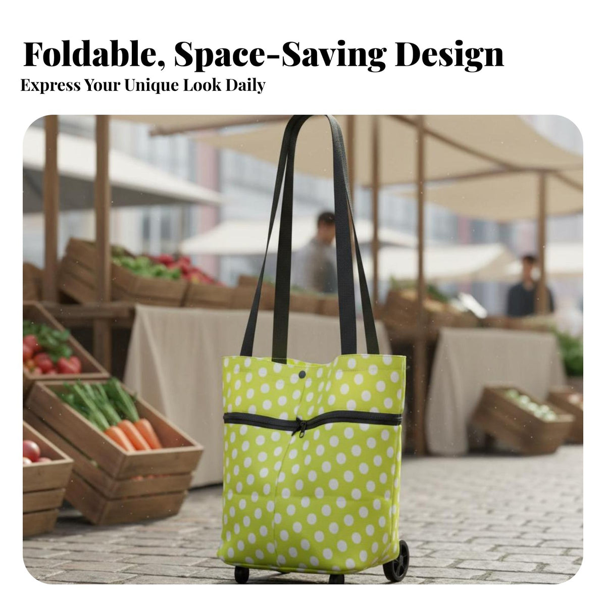 Portable Foldable Shopping Cart With Wheels Foldable Shopping Cart Bag Space-Saving Collapsible Rolling Tote Lightweight for Shoppers, Students, Market, Supermarket, Laundry, Outdoor Activities
