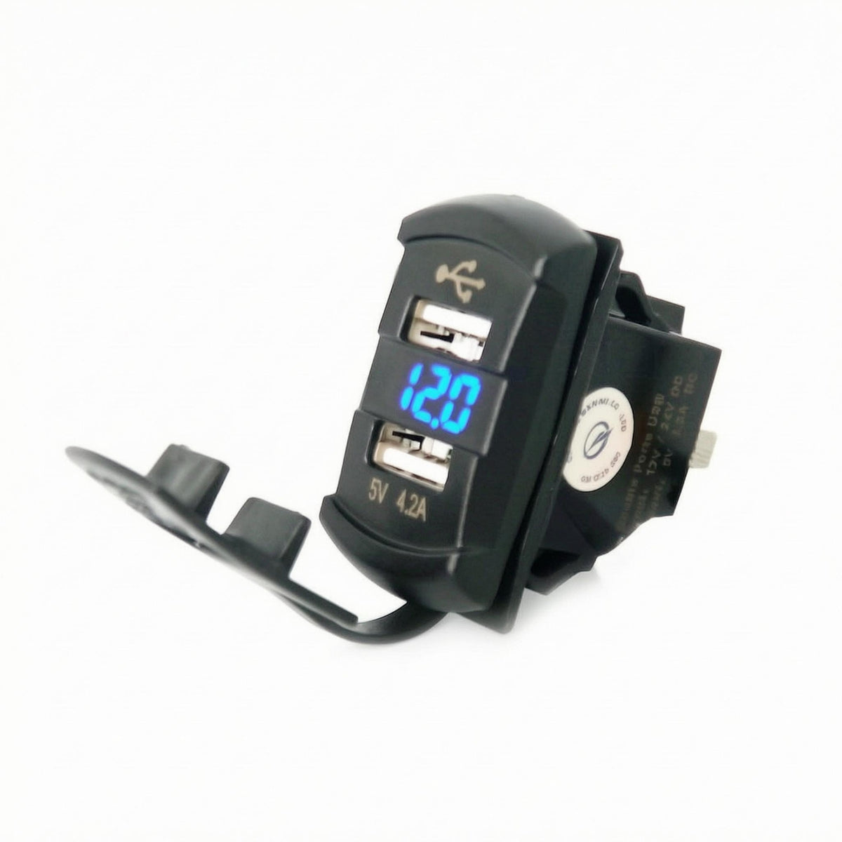Hinged Cover Panel Mount USB Charger 5V 4.2A Two-Port USB Car Charger Car Socket with Voltage Display