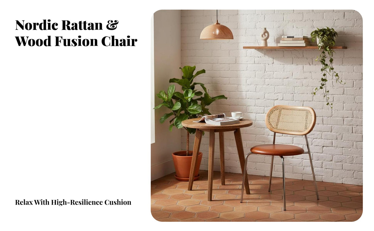 Ergonomic Backrest Rattan Back Dining Chair Sturdy and Long-Lasting Mid-Century Modern-Century Modern Dining Chair Versatile Design for Restaurant Owners, Interior Designers, Homeowners, Cafe, Living Room