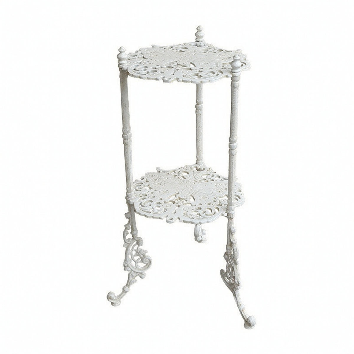 Two-Tier Plant Stand Vintage-Style Metal Botanical Holder Stand Indoor Pot Holder Rack for Patio