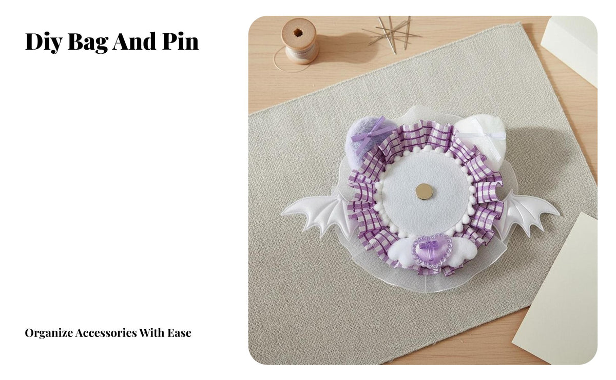 Pin Display Bag Rosette Handmade Lace Pin Display DIY Project Nocturnal Wing Pin Rosette for Anime Fans, Backpack Accessory
