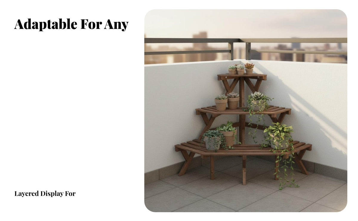 Space-Saving 3-Tier Ladder Planter Freestanding Multi-Tier Ladder Shelf Multifunctional Plant Stand Sturdy Construction for Gardeners, Homeowners, Apartment Dwellers, Corner, Balcony, Patio, Living Room