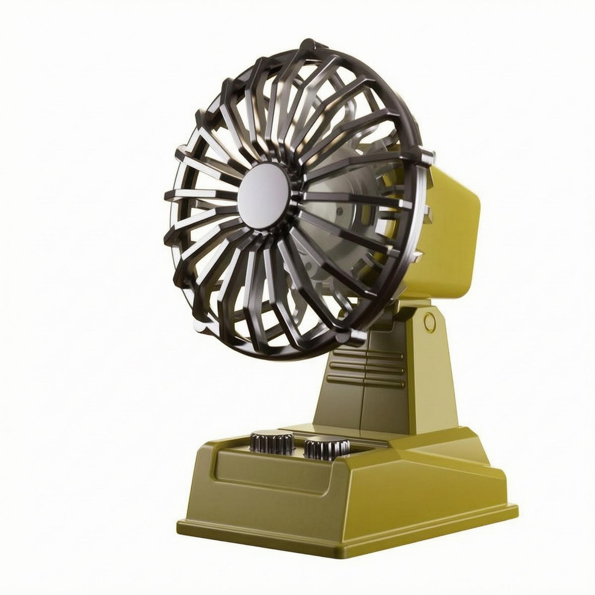 Two-Speed USB Rechargeable Fan Adjustable Tilt Retro Desk Fan Vintage Style Cooling Device Front Knobs for Office, Dorm Room