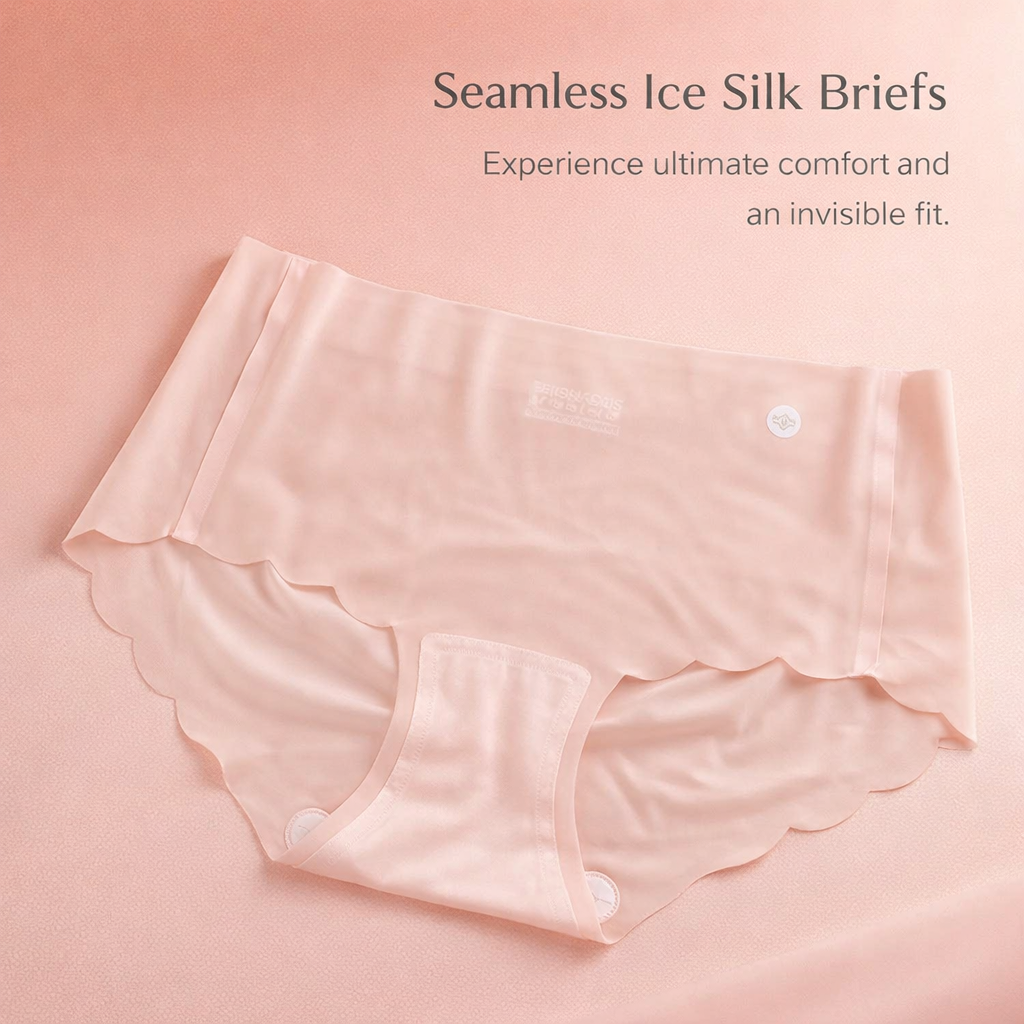 Underwear Women Breathable Knickers Multipack with Ice Silk Quick Dry Material, Seamless Panties for with Gusset
