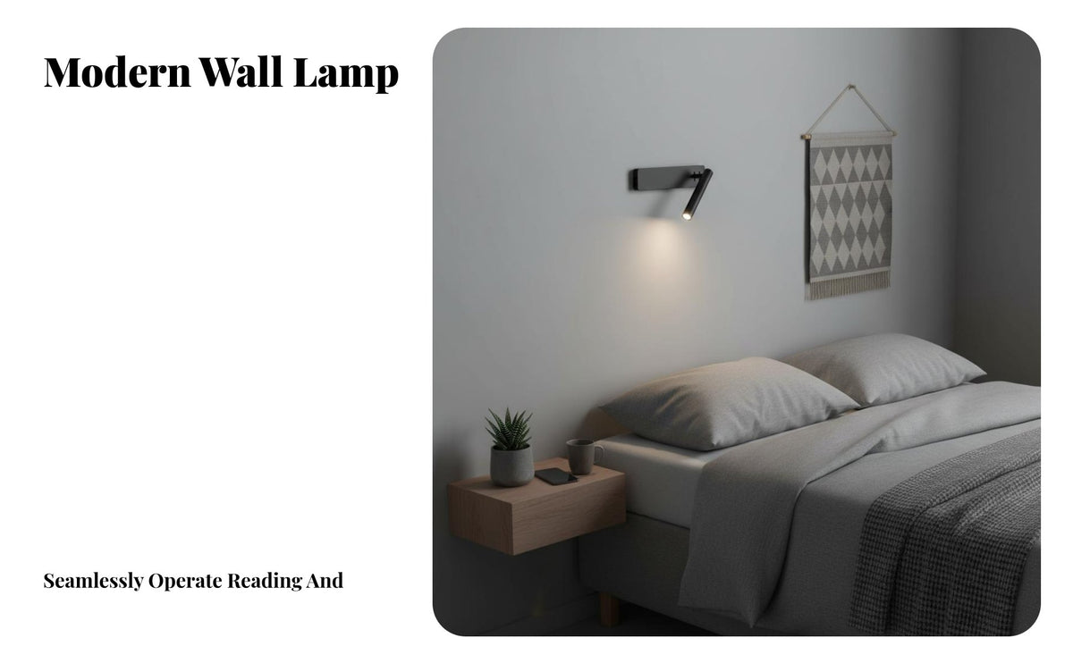 Independent Switches Bedside Wall Reading Lamp Focused Beam Bedside Reading Light Modern Design Headboard Lamp with Switch Backlight Feature for Readers, Students, Hotel Guests, Bedroom, Study, Dorm Room