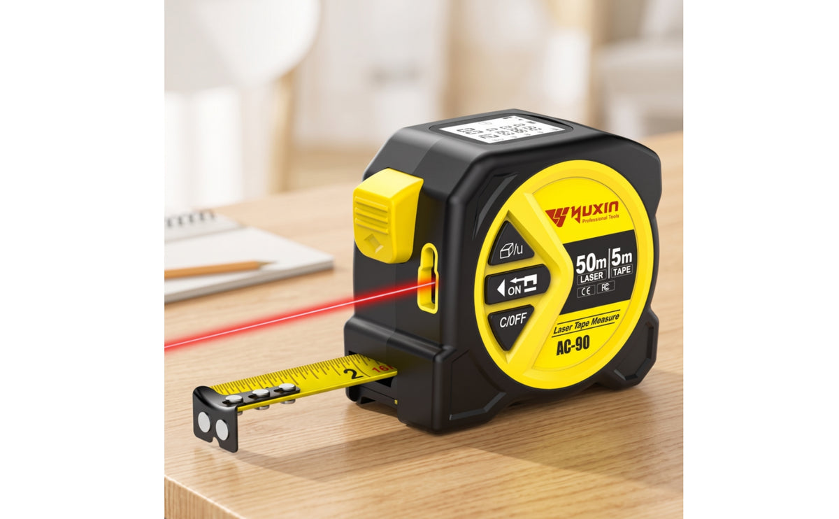 2-in-1 Laser Tape Measure Retractable Digital Tape Measure with Laser Handheld Tool Compact for Carpentry