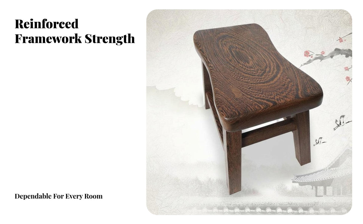 Long-Lasting Chicken Feather Wood Stool Curved Seat Backless Wooden Stool Handmade Household Furniture Easy to Clean for Adults, Families, Homeowners, Living Room, Entryway, Bedroom, Breakfast Nook
