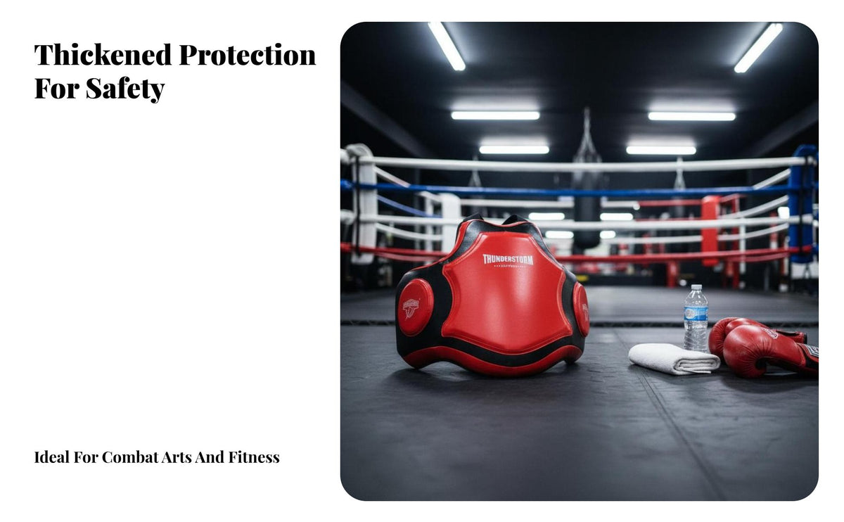 High-Quality PU Leather Sanda Chest Guard Shock Absorption MMA Sanda Chest Guard Thickened Protection Boxing Body Protector Wear Resistant for Athletes, Coaches, Sparring, Combat Sports, Competition, Dojo