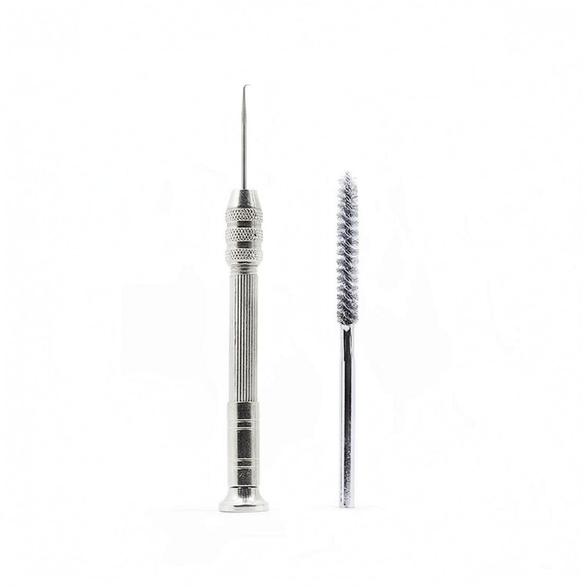 Stainless Steel Fly Tying Tool Kit Anti-Slip Handle Angled Picking Needle Metal Body Wire Brush Cleaner Fiber Grooming