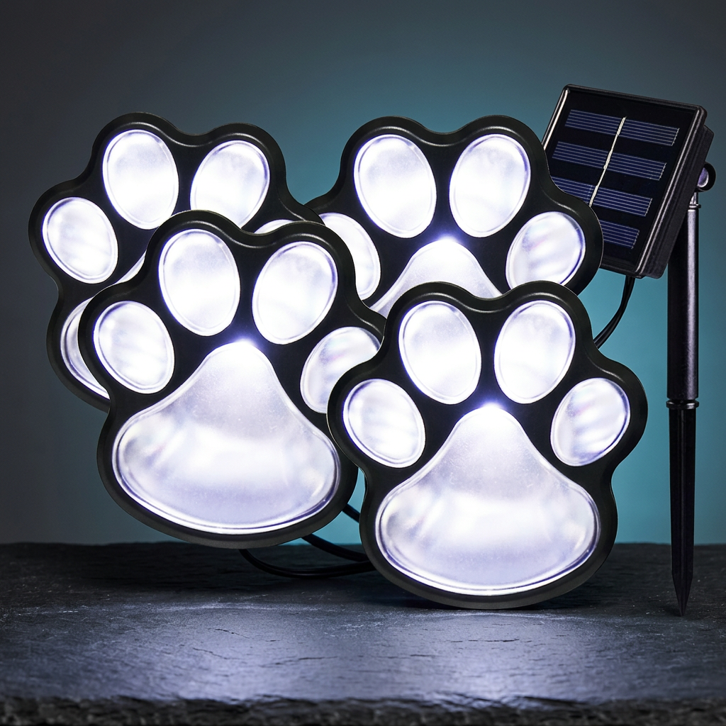 Solar Lights Outdoor Garden Decor for Pet Lovers, 4 Pack Garden Lights with Separate Panel, Solar Powered Garden Lights, LED Night Lights Gift