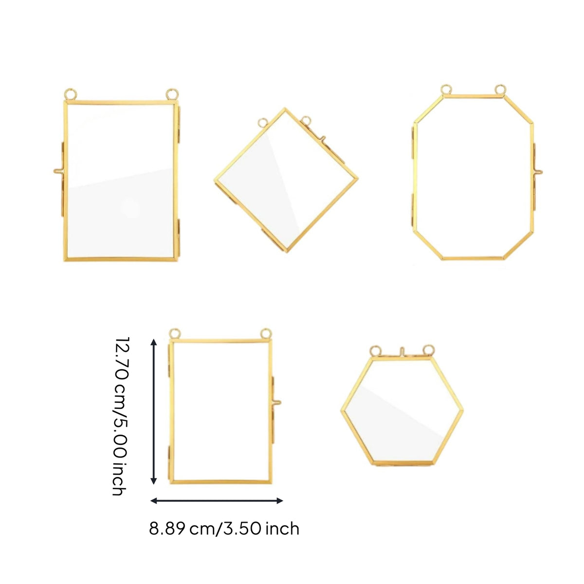 5 Pieces Vintage Glass Art Frame Creative Design Brass Metal Frame Long-Lasting