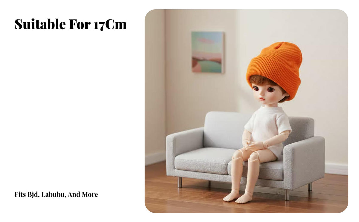 17cm Doll Hat Soft Cozy Miniature Ribbed Hat