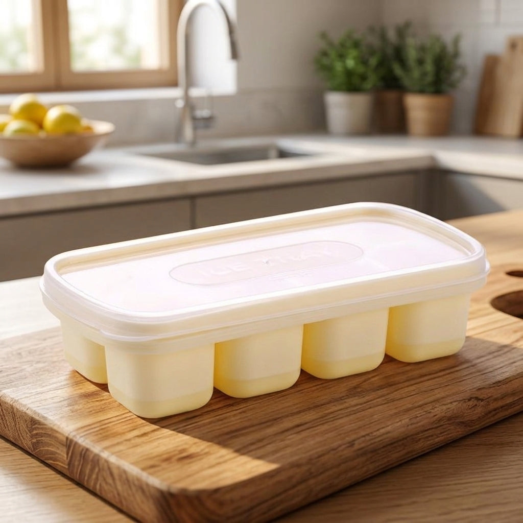 Ice Maker and Soft Silicone Ice Tray for Homemade Ice, Food Grade Baby Food Storage with Lid, 14 Cavity Easy to Demold Design, Party Supplies