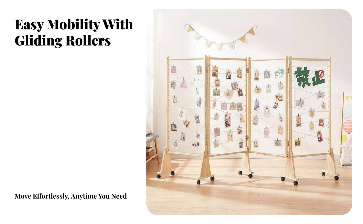 Foldable Design Wooden lattice Partition Mobile Folding Screen Multi-Functional Photo Display Rack Natural Aesthetic for Students, Homeowners, Office Workers, Entryway, Studio Apartment, Bedroom