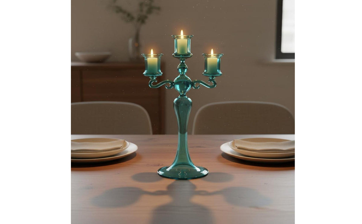 French Design Colored Glass Candle Holder Romantic Atmosphere Glass Candle Holder High Clarity House Decoration Minimalist Decor for Candlelight Dinner