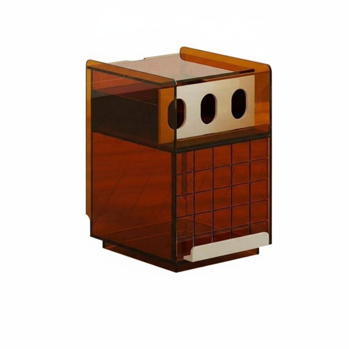 Rippled Door Cabinet mid-centuryera Modern Design Nightstand Space-Saving