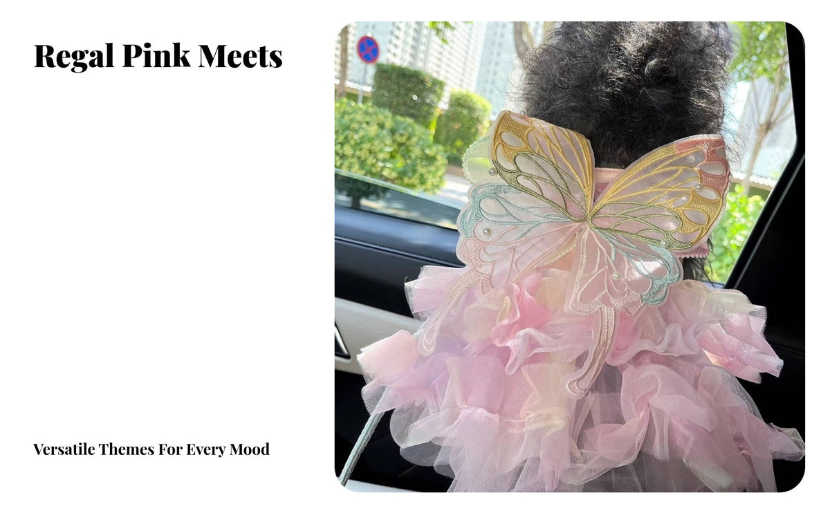 Butterfly Wing Pet Dress Embroidered Details Princess Tulle Pet Dress Breathable Material Fairy Princess Dog Costume for Weddings, Parties