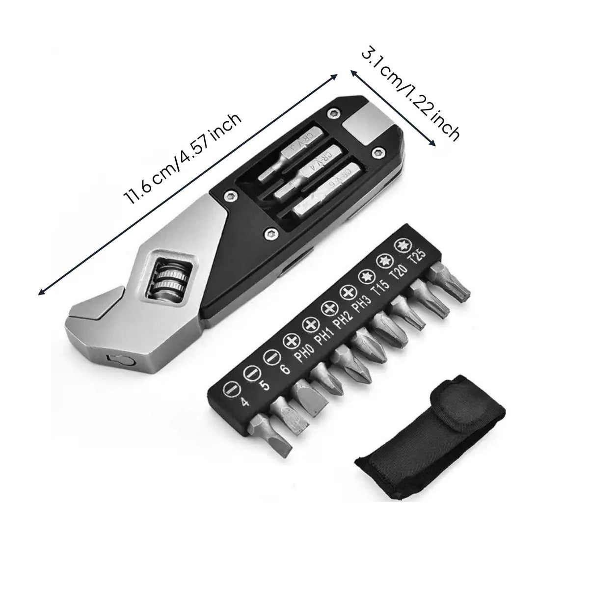 Portable Folding Hex Key Wrench Built in Bits Hex Wrench Multi-Tool Size Markings CR-V Steel for DIY Users, Mechanics, Travel, Car Repair