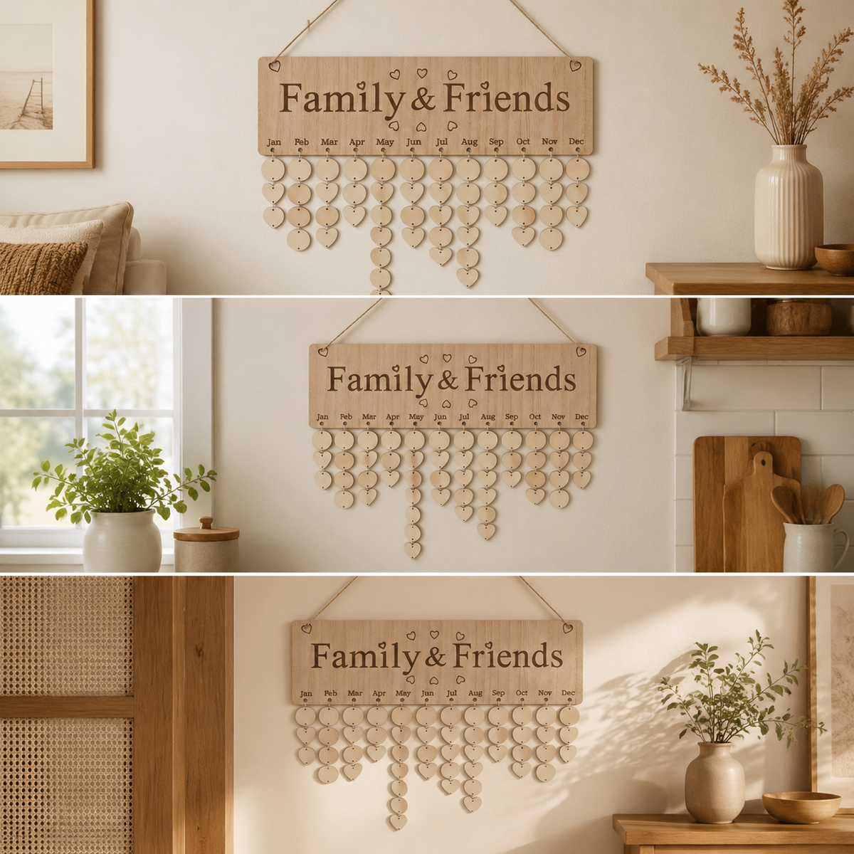 Valentine's Day Wooden Calendar Plaque Hanging Ornament Birthday Party Couple Decoration Commemorative Reminder Board