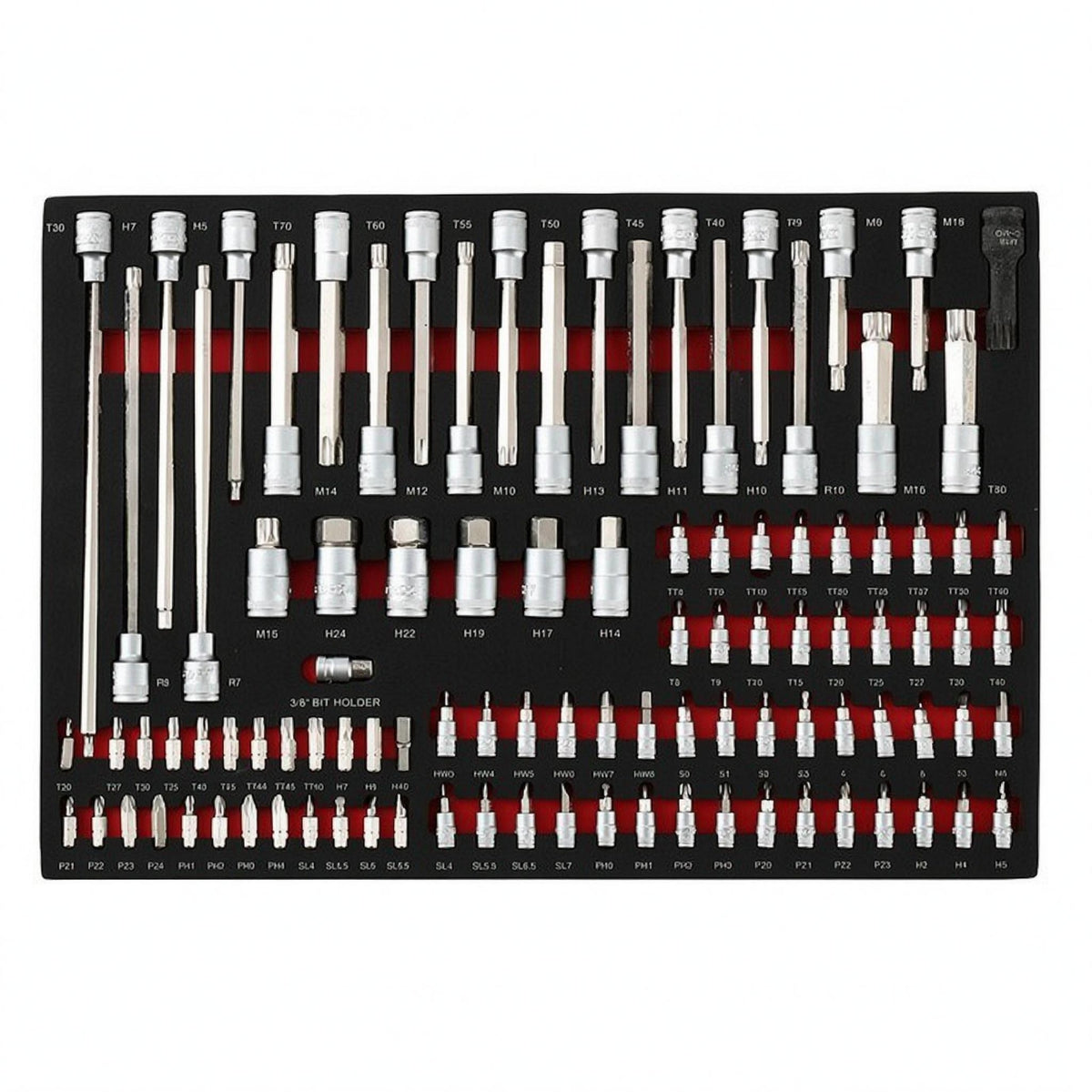 EVA Foam Tray Mechanic Socket Kit Metal Parts Ratchet Tool Set Portable Case Bit Socket Set Standard Sockets for Auto Repair Shop, Garage