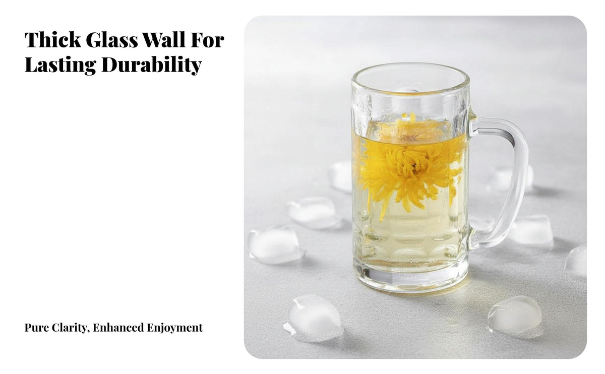 Glass Beer Mug Heat-Resistant Large Glass Mug Comfortable Grip Large Capacity Tea Cup with Handle for Homeowners, Gift Presenters, Home, Restaurant
