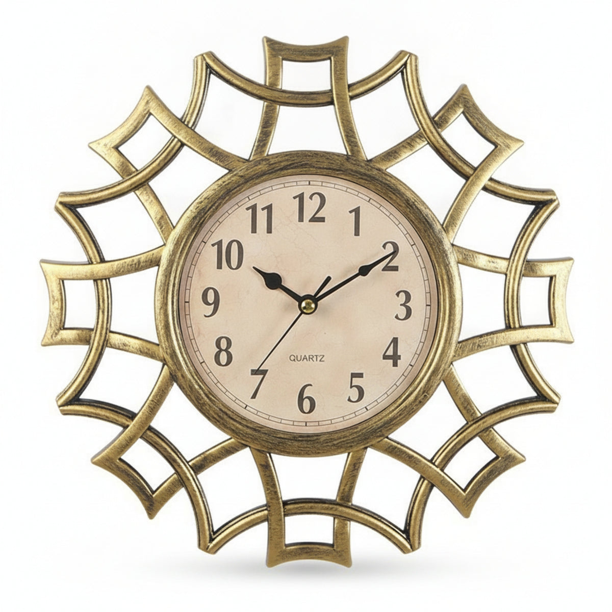 Openwork Radiating Wall Clock Antique Finish Round Wall Clock Textured Home Decor Decorative