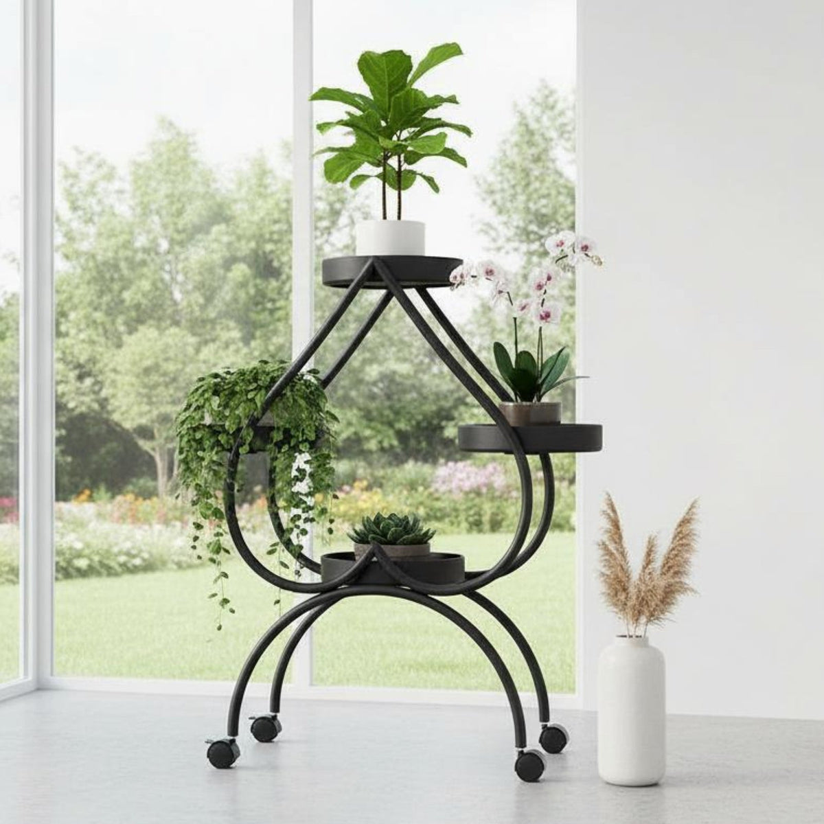 Multi-Tier Heart-Shaped Flower Rack Floor-Standing Heart-Shaped Planter Shelf Indoor & outdoorsdoor Use Plant Stand Space-Saving for Gardeners, Balcony, Living Room, Patio, Entryway