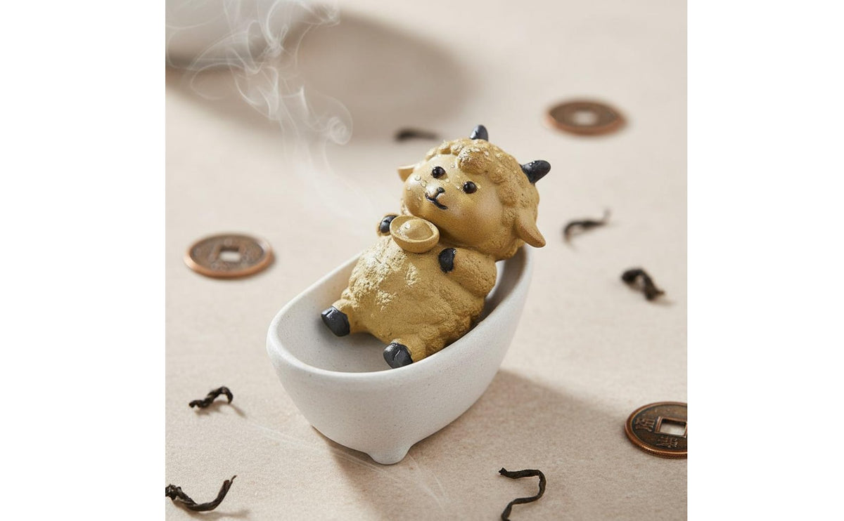 Sheep Tea Pet Handmade Sheep Bath Tea Figurine Workmanship