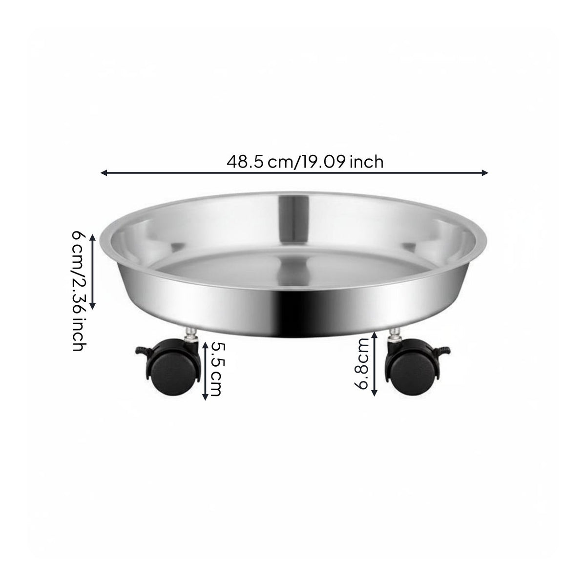 Universal Wheels Stainless Steel Pot Stand Movable Rolling Plant Stand Rust Resistant Wheeled Plant Stand 360 Degree Rotating