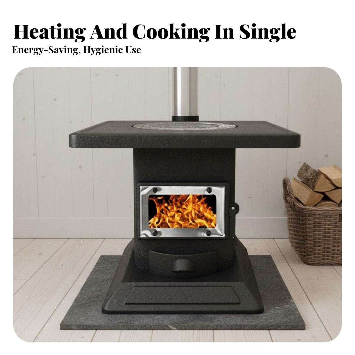 Indoor Gasification Heater, Cast Iron Liner, double combustible, Smokeless, Home Heating