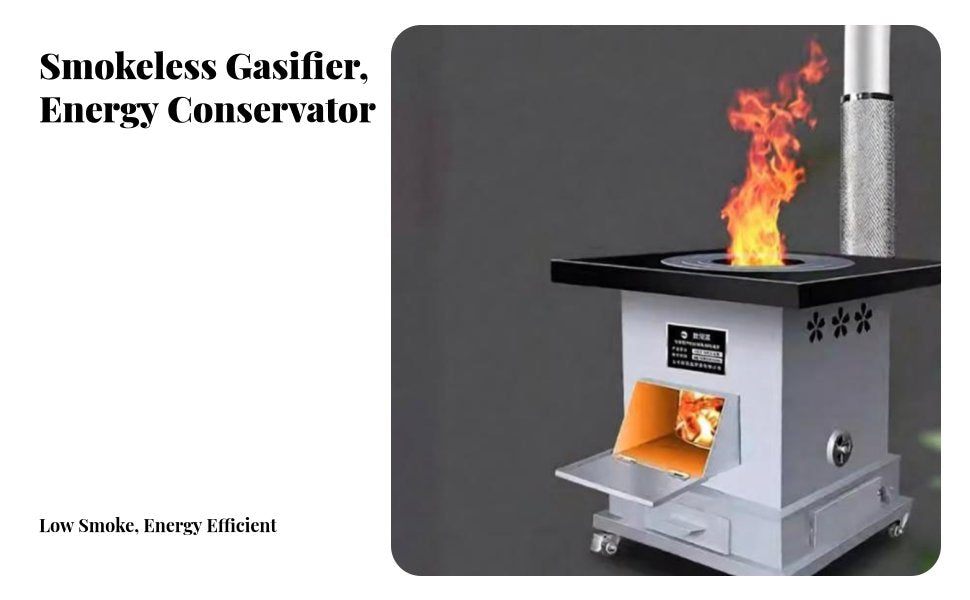 Wood Gasification Stove, Portable Smokeless Firewood Stove, Thickened Iron Cooking Range for Home, Outdoor, Indoor Heating