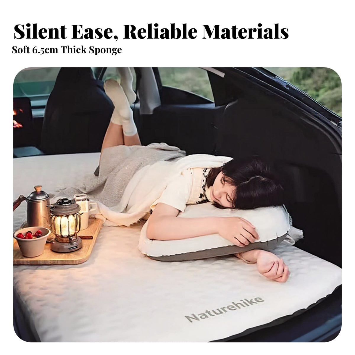 Inflatable Car Mattress, Rear Seat Air Bed, Universal for Sedan SUV, Automatic Air Sleeping Pad, Outdoor Single Travel Bed