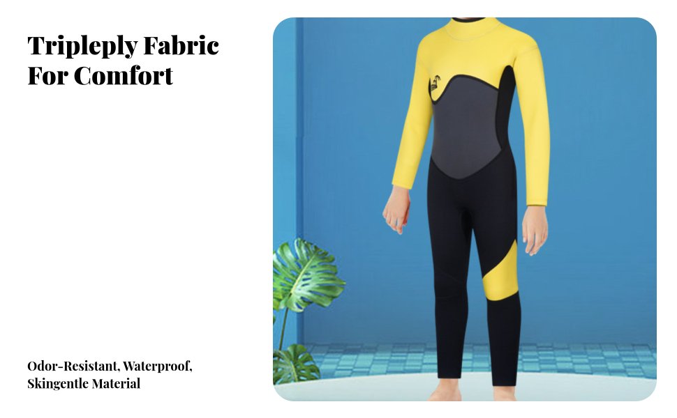 Kids Wetsuit 3mm Thick, Full Body Diving Suit, Boys Girls Winter Surfing Swimming Thermal