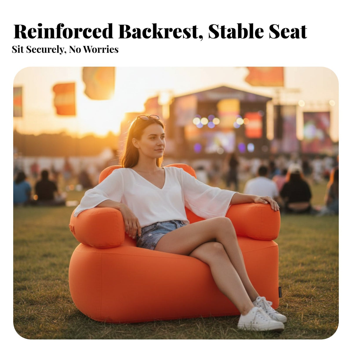 Outdoor Inflatable Sofa, Automatic Air Mattress, Single Recliner Chair for Camping, Home, Lazy Lounger