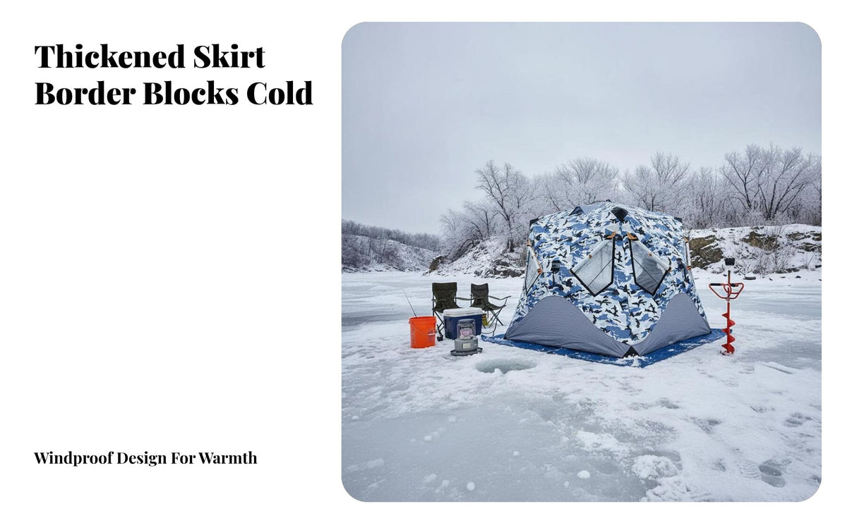 Ice Fishing Tent, Outdoor Winter Cotton Shelter, Thickened Insulated Camping, Windproof, Waterproof, 2-4 Person