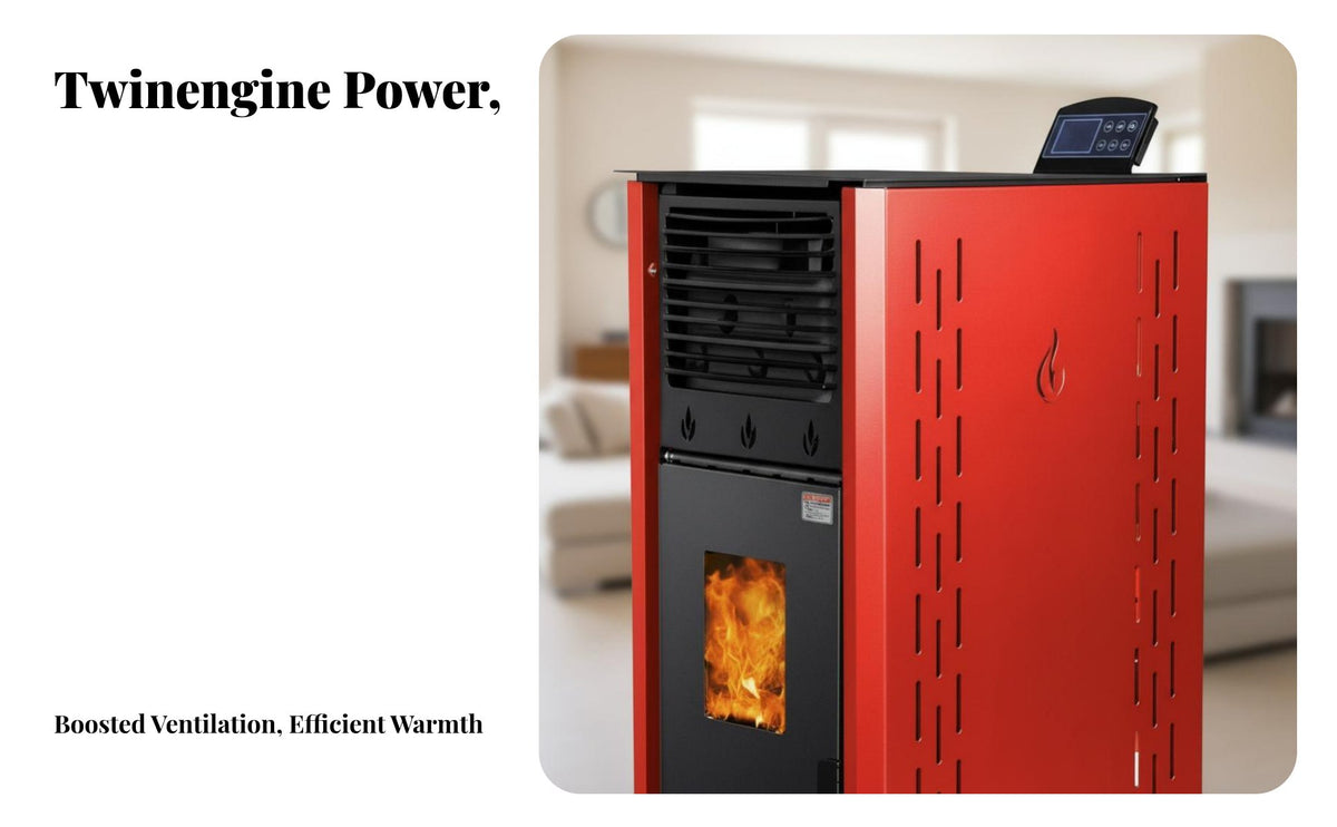 Biomass Stove, twin combustible Wood Fireplace, Automatic Heating, Home Remote Control