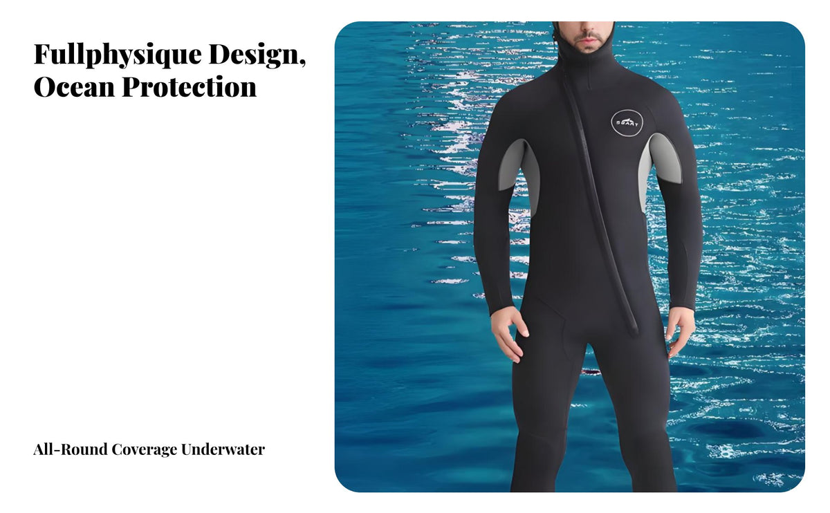 Wetsuit, Thick Full Body, Fleece-Lined, Thermal, Anti-Cold, One-Piece Design