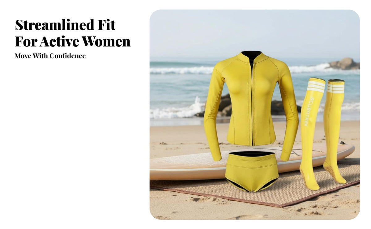 2mm Wetsuit for Women, Long Sleeve Two-Piece Rash Guard, Neoprene, wave ridinging, diveing, Sun Protection