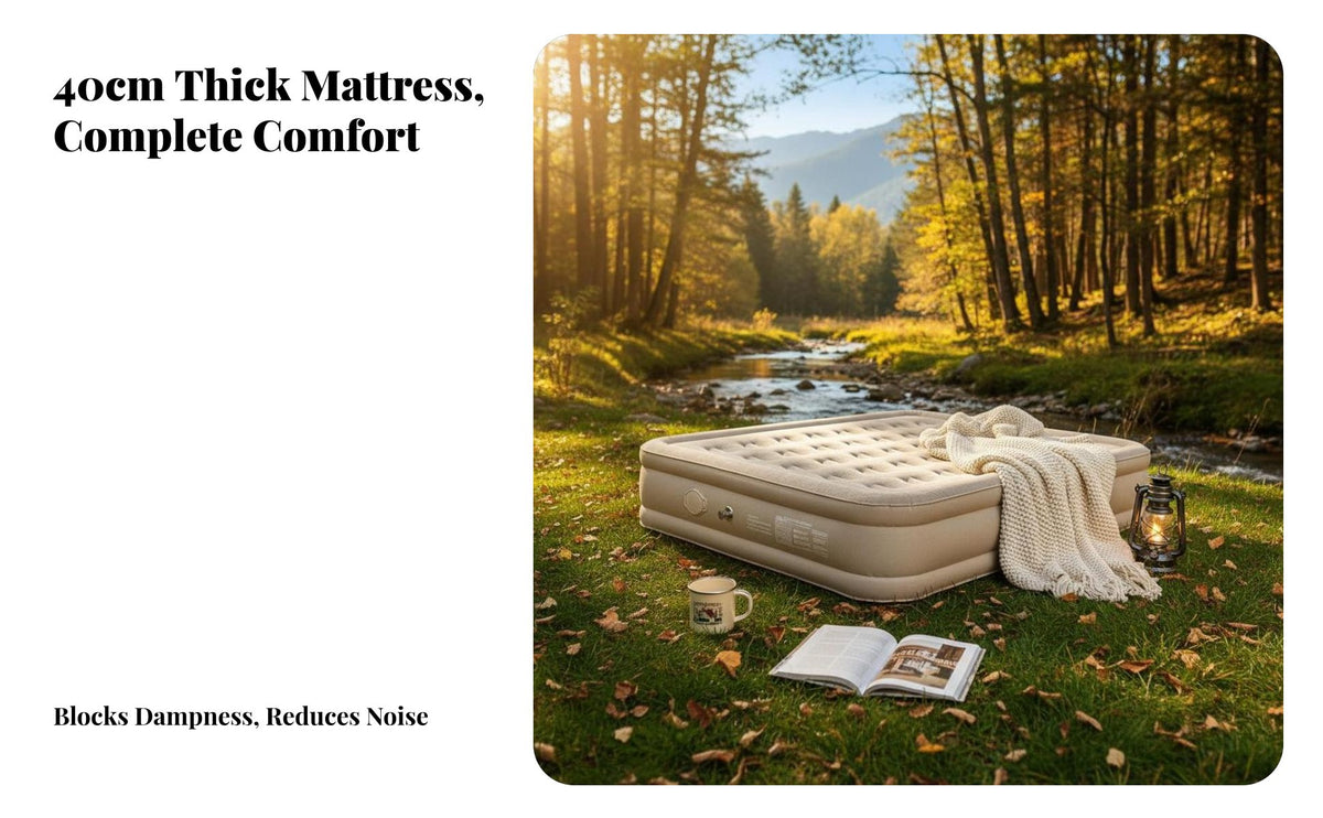 Inflatable Mattress, Automatic Air Bed, 40cm Thick Camping Sleeping Pad, Built-in Pump, Outdoor Tent Mat