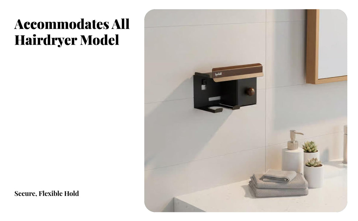 Bathroom Holder, Wall-Mounted Rack, No-Drill Suction, Comb Organizer, Space-Saving Storage