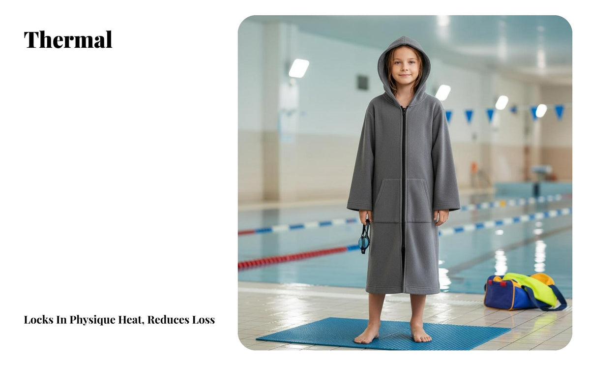 Children's Warm Hooded Poncho, Quick-Dry Towel Coat, Winter Aquatic Robe