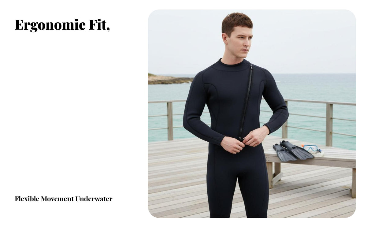 3mm Wetsuit, Front fastener Full figure Diving Suit, Thermal single-Piece for Snorkeling, Swimming, Men
